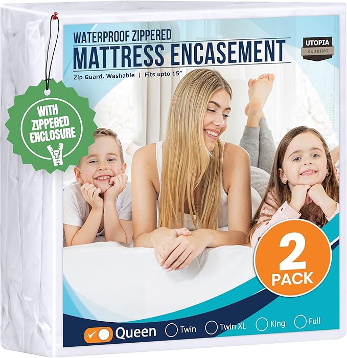 Utopia Bedding Mattress Protector Zippered Queen Size, 100% Waterproof Bed Bug by UTOPIABEDDING