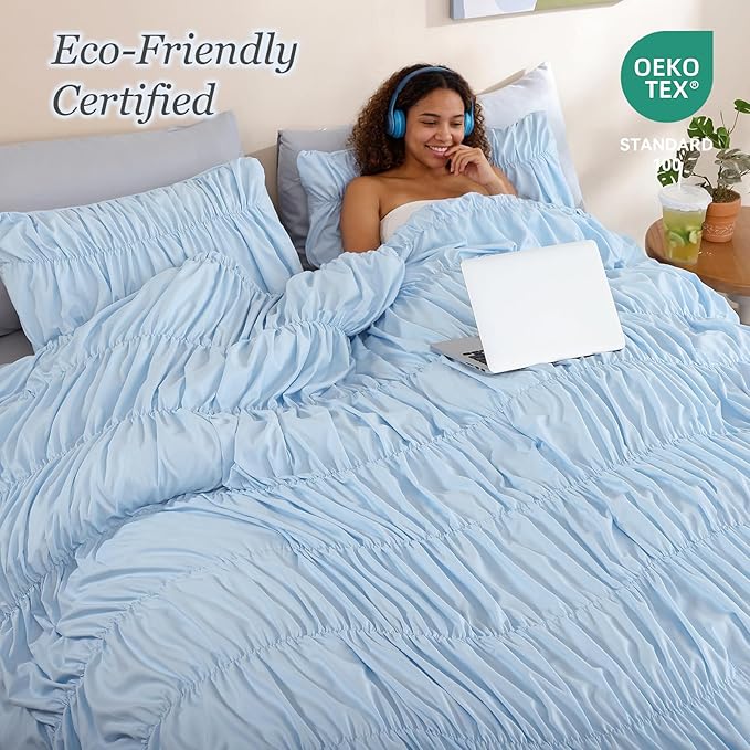 weigelia Cinched Comforter Set King – Soft Ruched Bedding Set, Apartment & Dorm - Image 4