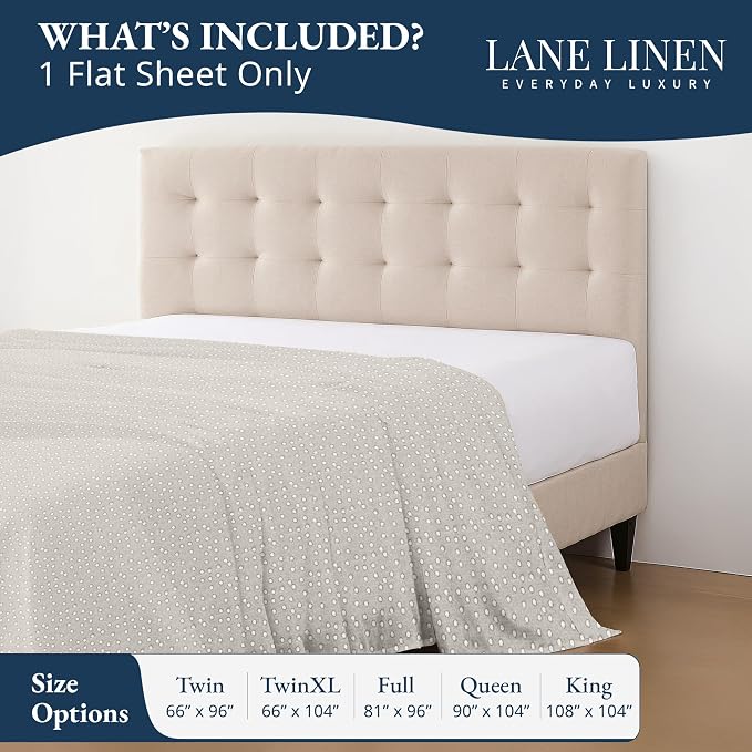 Lane Linen 100% Organic Cotton Twin Size Flat Sheet Only - Image 2
