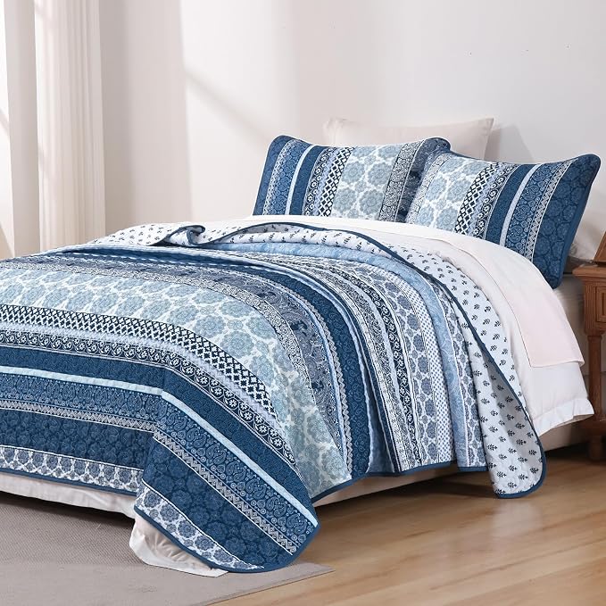 WONGS BEDDING Boho Quilt Set California King Size, Lightweight Microfiber - Image 2