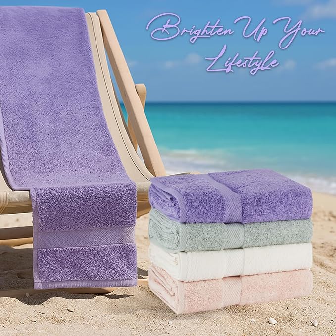 BolBom Towels 4 Pack Medium Bath Towel Set, 27“X54” Inches, 500 GSM 100% Ring - Image 9