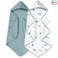 Yoofoss Hooded Baby Towels for Newborn 2 Pack 100% Muslin Organic Cotton Baby by YOOFOSS