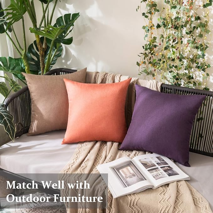 MIULEE Pack of 2 Decorative Outdoor Solid Waterproof Throw Pillow Covers Spring - Image 2
