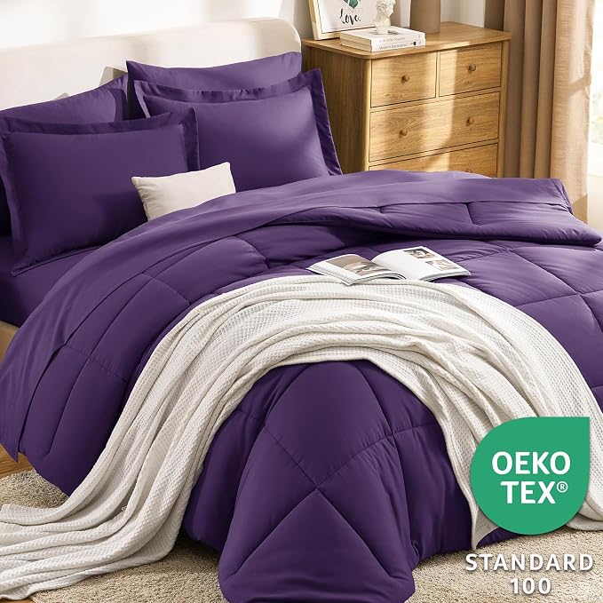 CozyLux King Size Comforter Set Purple - Image 3