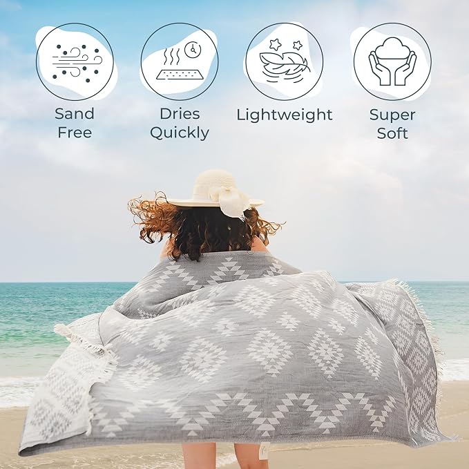 Premium Turkish Beach Towel – 35"x67" Lightweight Quick Dry Towel – 100% Cotton - Image 2