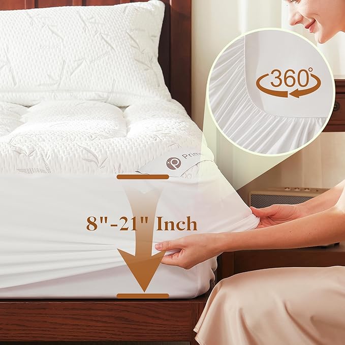 PRIMESOFT 100% Waterproof Full Size Mattress Topper, Thick Pillow Top Mattress - Image 6