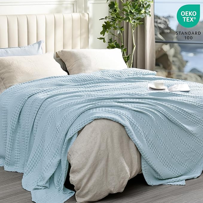 PHF Cooling Waffle Blanket Queen Size, Lightweight 60% Rayon from Bamboo & 40% - Image 3