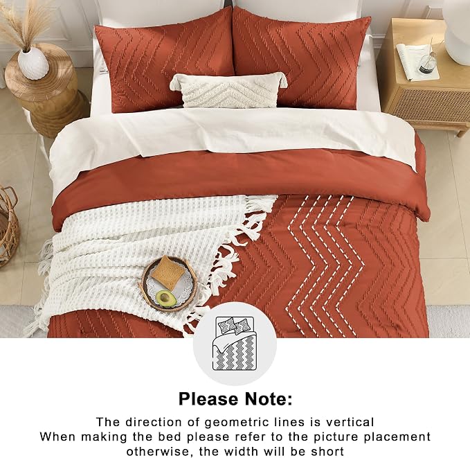Andency Burnt Orange Oversized Super King Plus Comforter Set 128x120, Extra - Image 5
