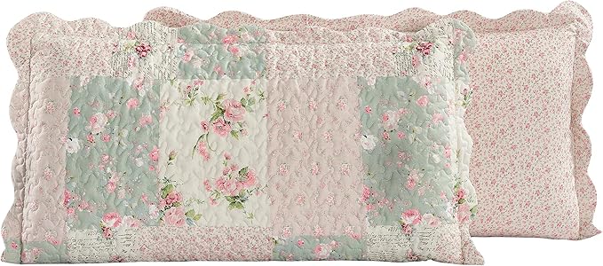 Brilliant Sunshine Rose and Sage Quilt Set, 3-Piece Bedding Sets - Image 7