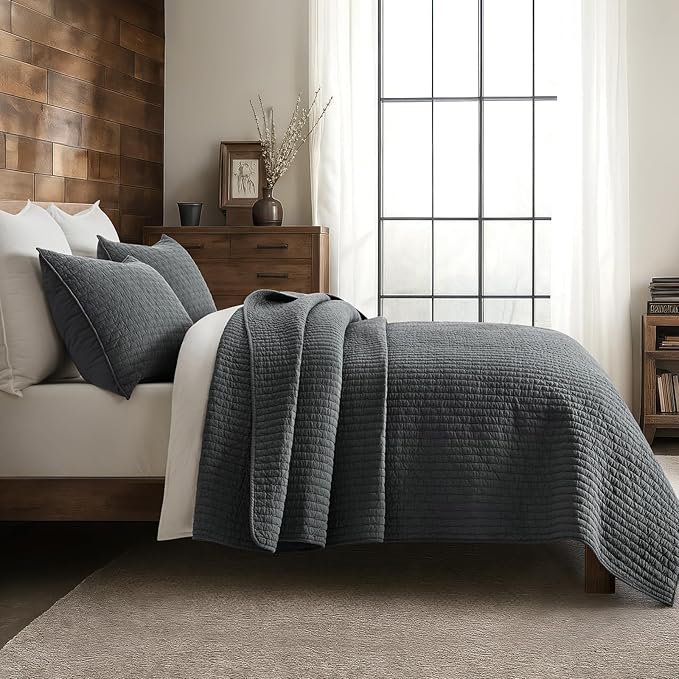 EVERGRACE Cross Stitch Pre-Washed Cotton Quilt Bedding Set King Size, Oversized - Image 5