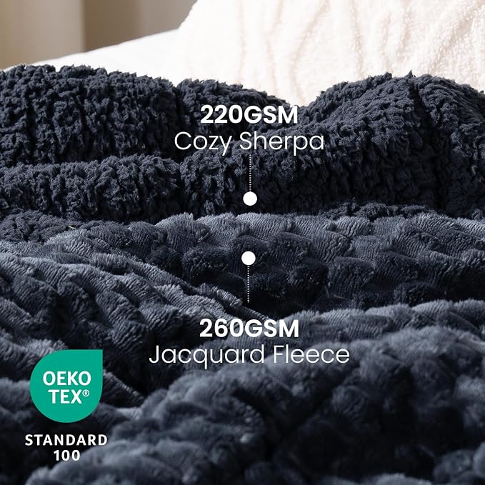 Drewin Weighted Blanket Queen Size 20lbs, Soft Cozy Jacquard Sherpa Weighted - Image 2