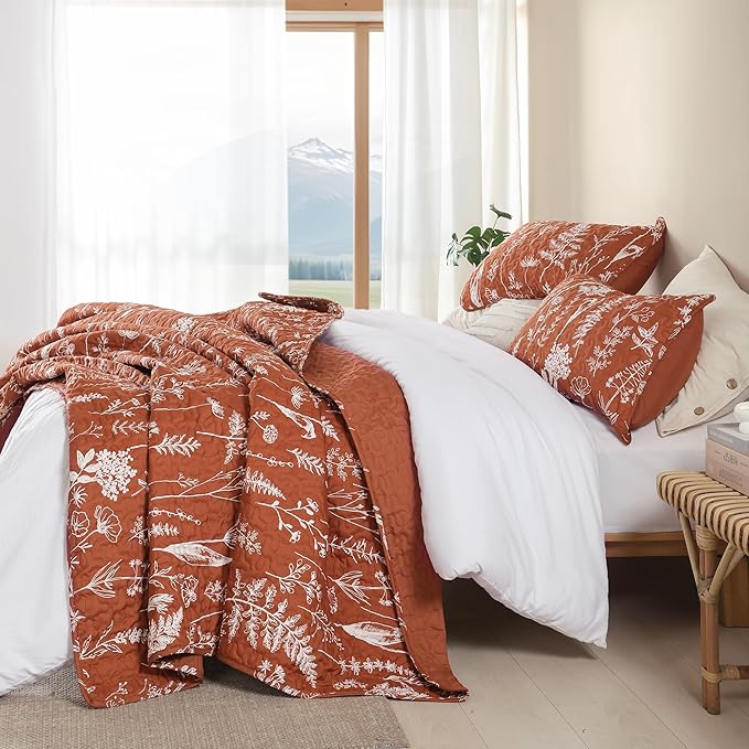 JANZAA Terracotta Bed Spread Boho Quilt - Image 6