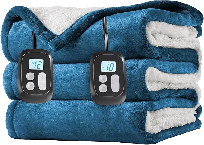 LaffyLo Electric Heated Blanket King Size 90 x 100, Dual Control, Fast Heating by LAFFYLO