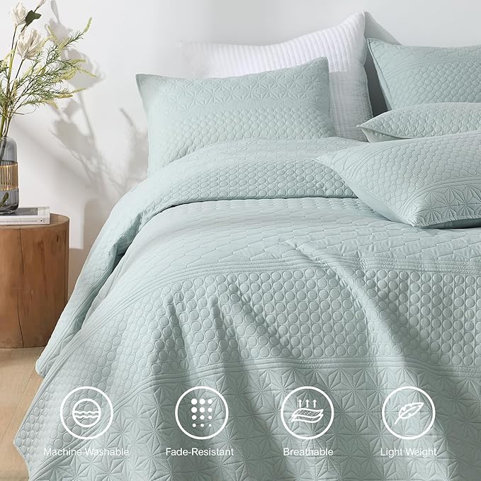 HORIMOTE HOME Sprout Green King Size Quilt Set - Image 3