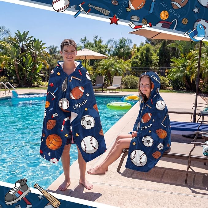 Peryiter 1 Pcs Ball Hooded Bath and Beach Towel 100% Cotton Pool Towels - Image 5