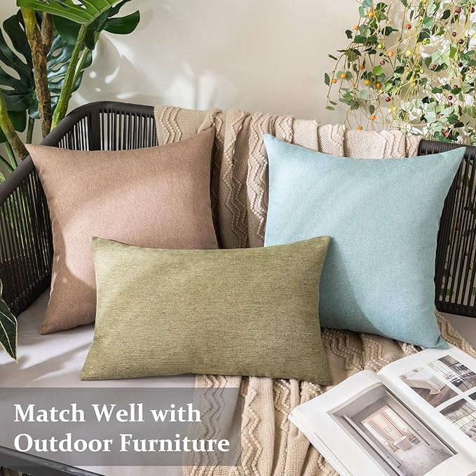 MIULEE Pack of 2 Decorative Outdoor Solid Waterproof Throw Pillow Covers Spring - Image 5