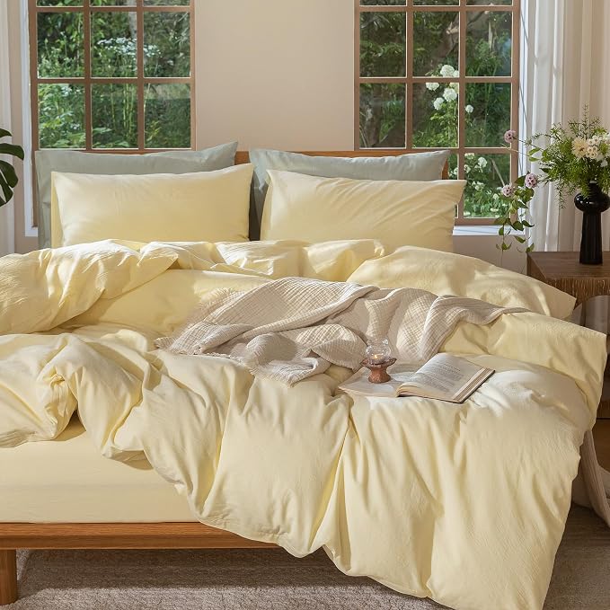 MooMee Bedding Duvet Cover Set 100% Washed Cotton Linen Like Textured - Image 8