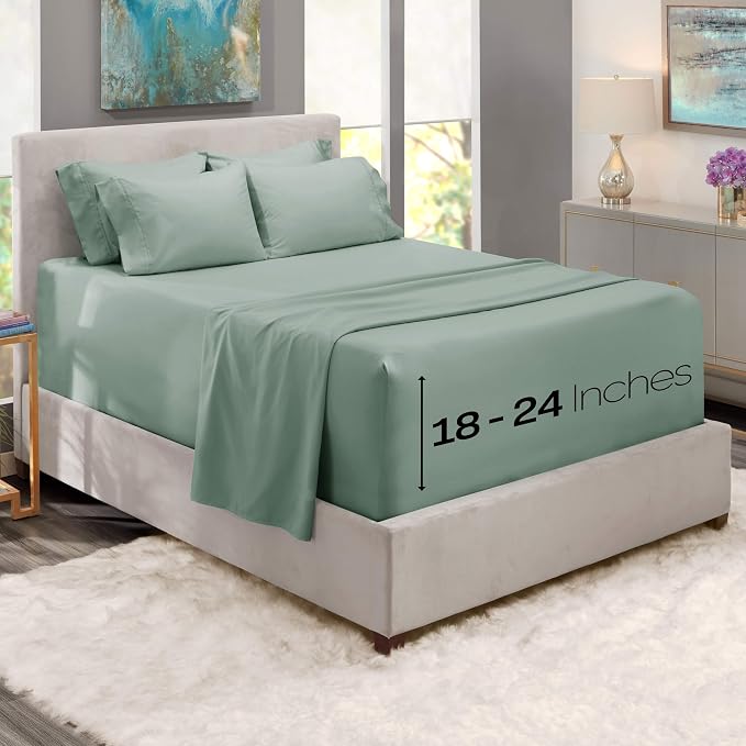 Hearth & Harbor Bed Sheets, Luxury Soft 6 Piece Bed Sheet Set Extra Deep Pocket - Image 4