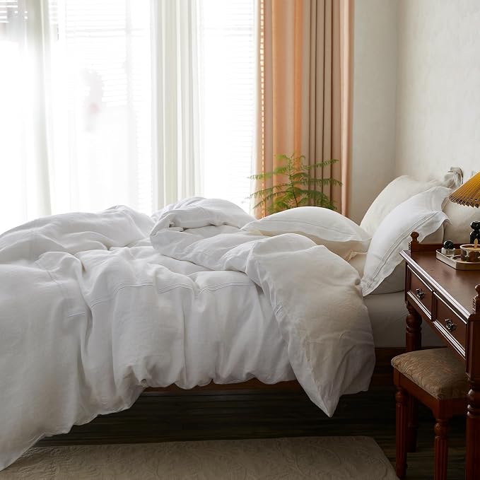 Simple&Opulence 100% Washed Linen Duvet Cover Set 88"x92" - Image 9
