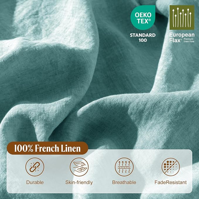 LBRO2M 100% France Linen Duvet Cover Set Full Size 3 Pcs Natural Flax Comforter - Image 3