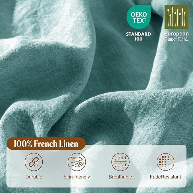 LBRO2M 100% France Linen Duvet Cover Set King Size 3 Pcs Natural Flax Comforter - Image 3