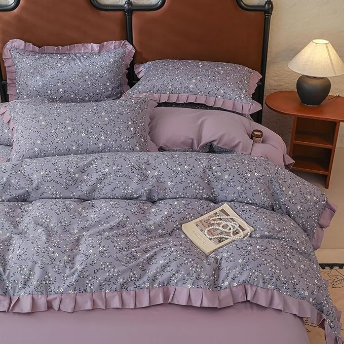 MKXI 100% Cotton Floral Duvet Cover Set - Image 4
