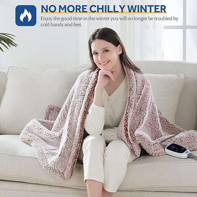 SEALY Electric Blanket Heated Throw 50"x60" Soft Double Sherpa Super Cozy - Image 2