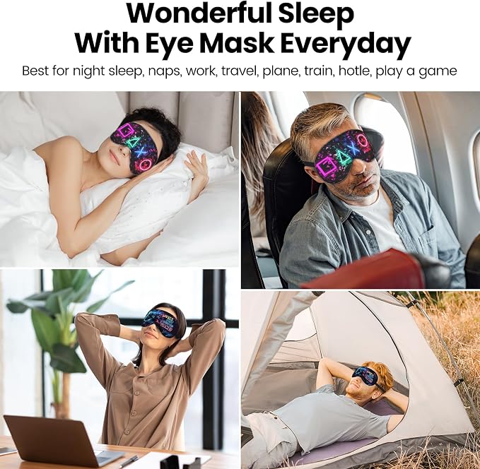 2 Pcs Boys Sleep Eye Mask, Guys Blackout Sleeping Silk Mask - Image 7