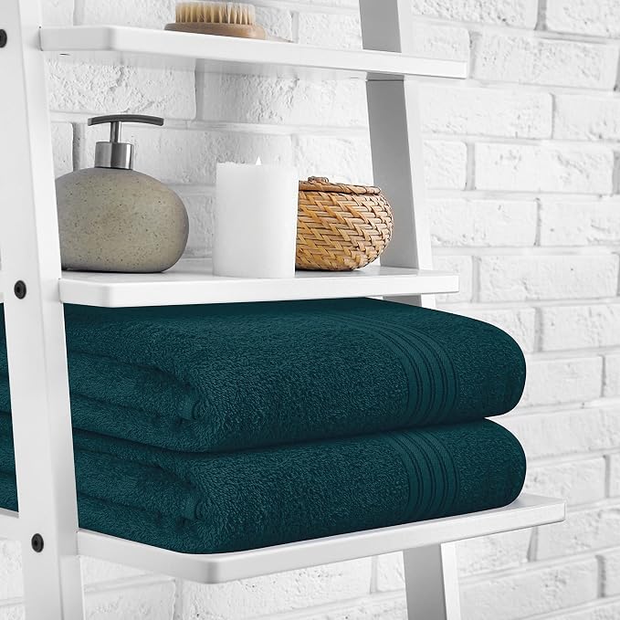 BOUTIQUO 100% Cotton 2 Pack Bath Towel Set 28x55 inches, Eco-Friendly Large - Image 3