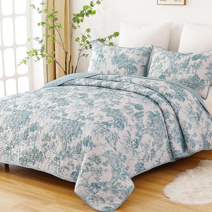 WONGS BEDDING Botanical Quilt Set King Size by WONGSBEDDING