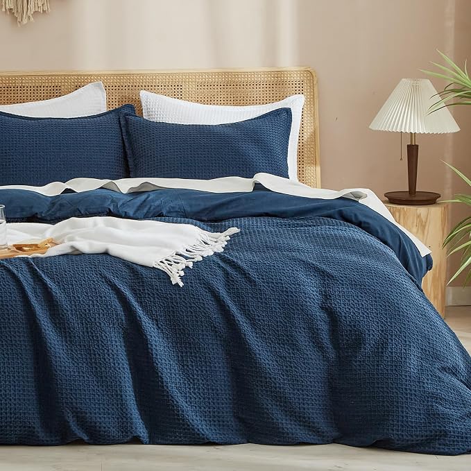 PHF Waffle Weave Duvet Cover California King, No Snagging Ultra Soft Luxury by PHF