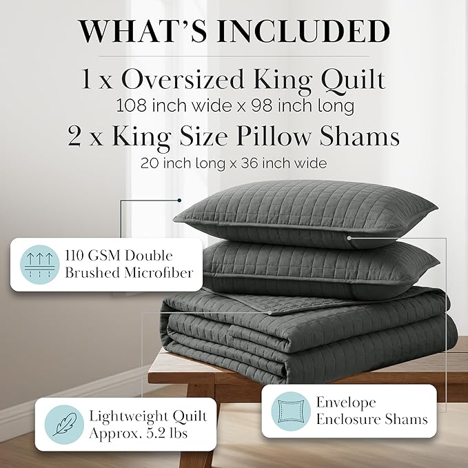 Southshore Fine Living, Inc. Oversized Quilt King Size Set, Microfiber Quilted - Image 2