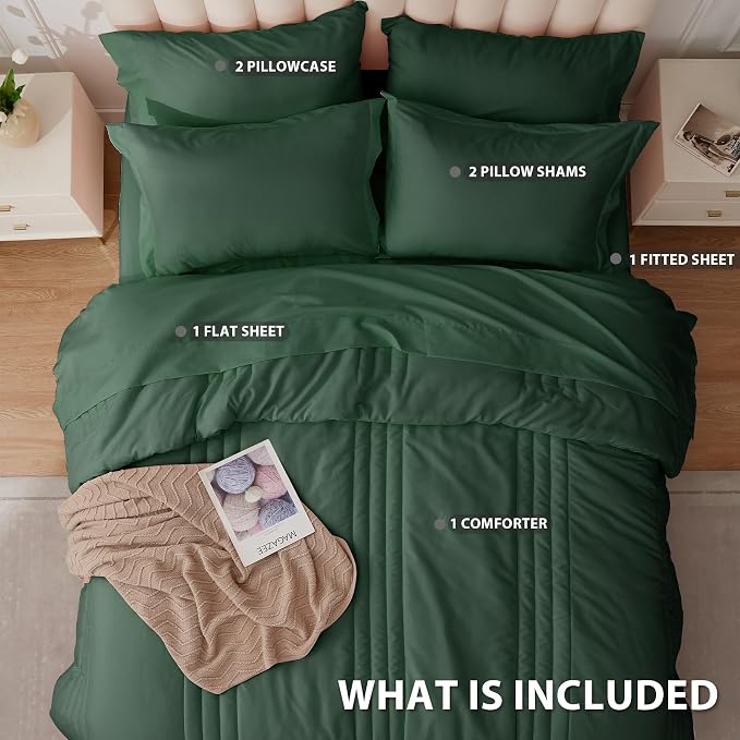 Queen Comforter Set Emerald Green - Image 2