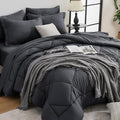 HEVUMYI 120x98 Oversized King Comforter Set Dark Grey- 7-Piece All Season Bed by HEVUMYI