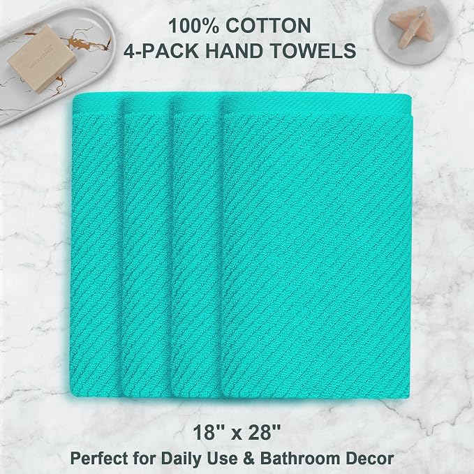 VOOVA & MOVAS Bathroom Hand Towels Set of 4, Large 18"x28" - Image 3