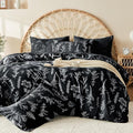 MUXHOMO Duvet Cover Queen Size, Reversible Floral Black Duvet Cover Set by MUXHOMO