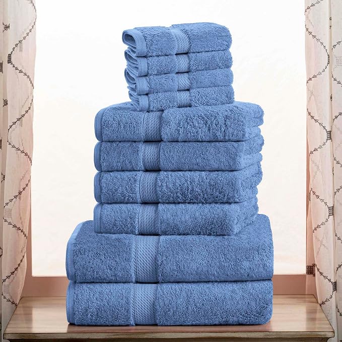 SUPERIOR Egyptian Cotton Pile 10 Piece Towel Set, Includes 2 Bath, 4 Hand by SUPERIOR