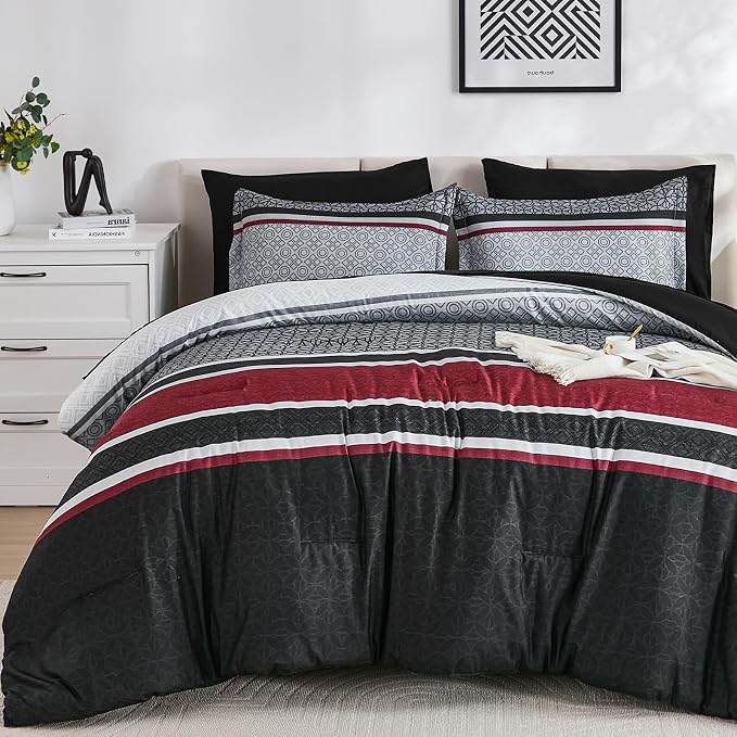 WONGS BEDDING 7 Pieces Comforter Set Queen Size - Image 8