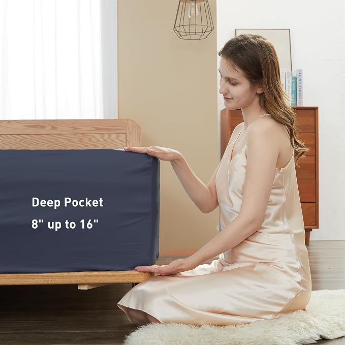 Sunflower Queen Fitted Sheet, 1-Piece Deep Pocket Fitted Bottom Sheet 16" - Image 3