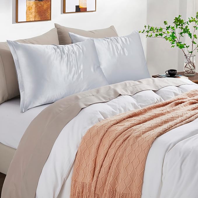 Satin Pillowcases with Zipper （20x30）, Queen Size Pillowcases Set of 2 - Image 2