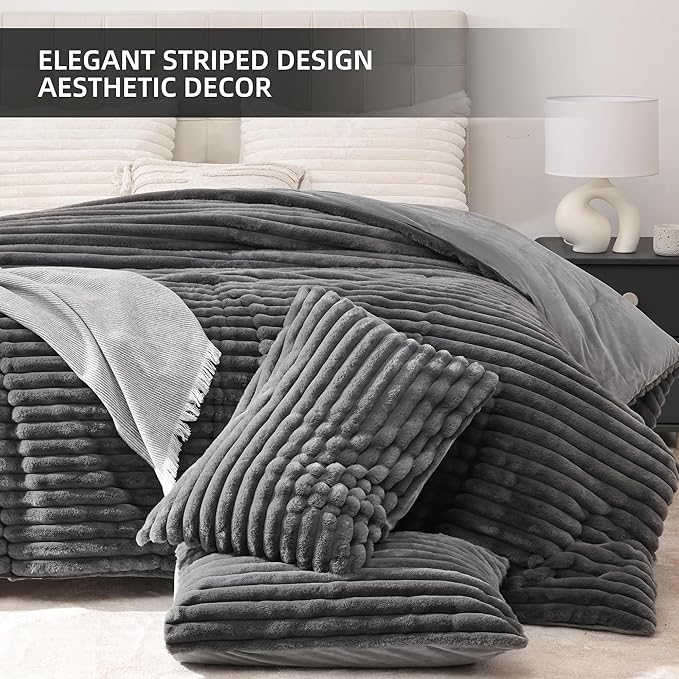 Smoofy Fluffy King Size Comforter Set 3 Pieces - Image 3