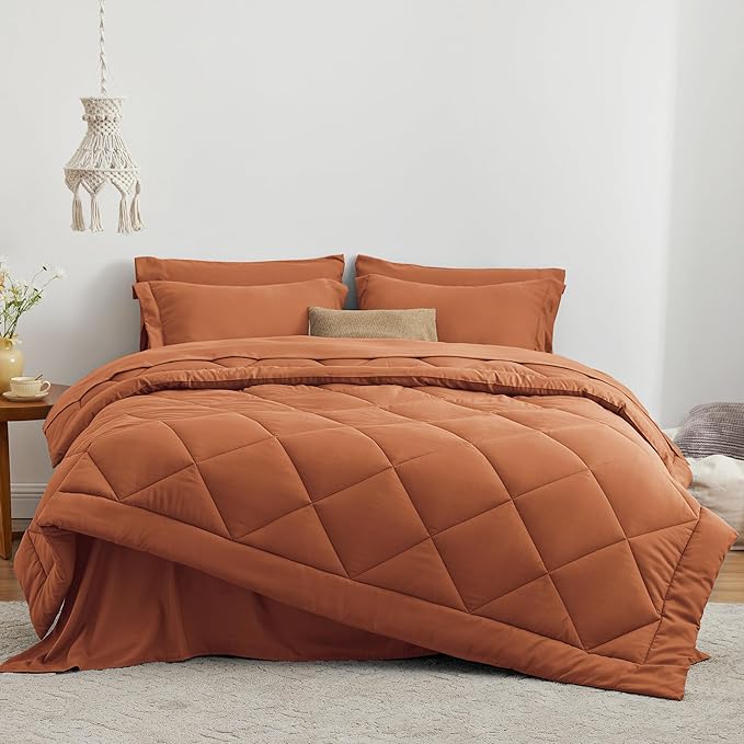 Love's cabin California King Comforter Set Terracotta, 7 Pieces California King - Image 2
