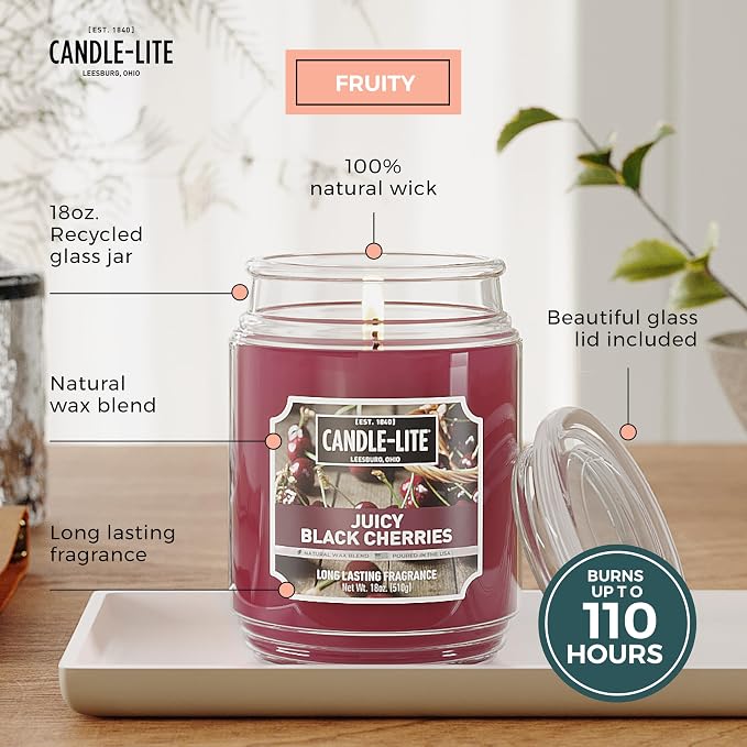 Candle-lite Scented Candles, Juicy Black Cherries, 18 oz Jar, Proudly Poured in - Image 3