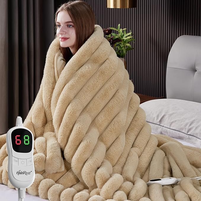 Heated Blanket Twin Size, Faux Fur Cozy Heating Blanket by Unknown