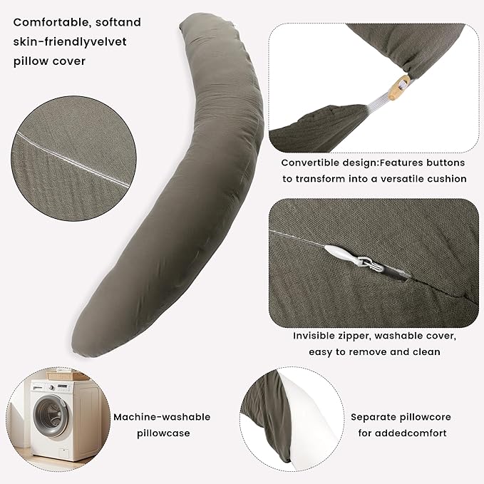 Pregnancy Pillow for Side Sleeping, 74 Inch C Shaped Long Body Pillow, Sleep - Image 4