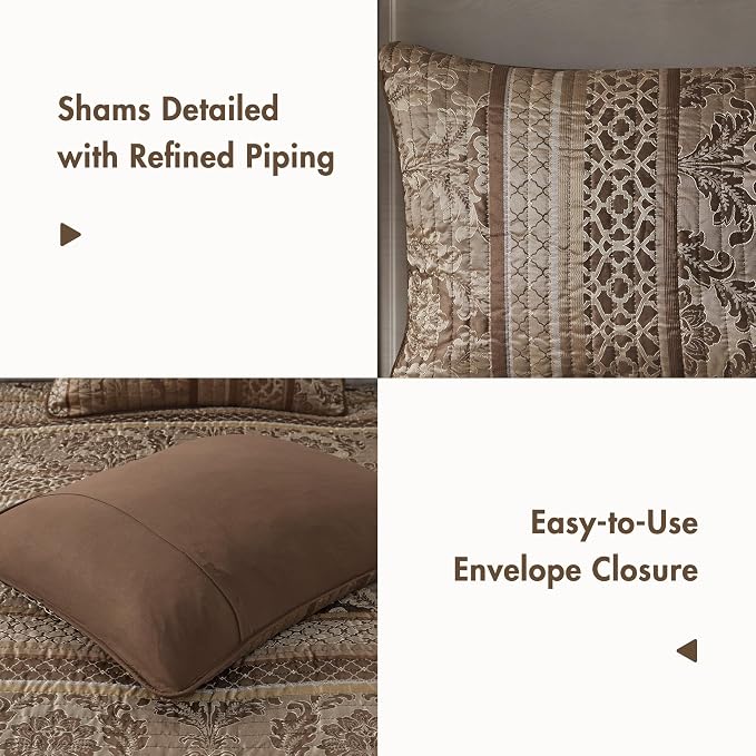 Madison Park Quilt Traditional Damask Design All Season, Lightweight Coverlet - Image 5