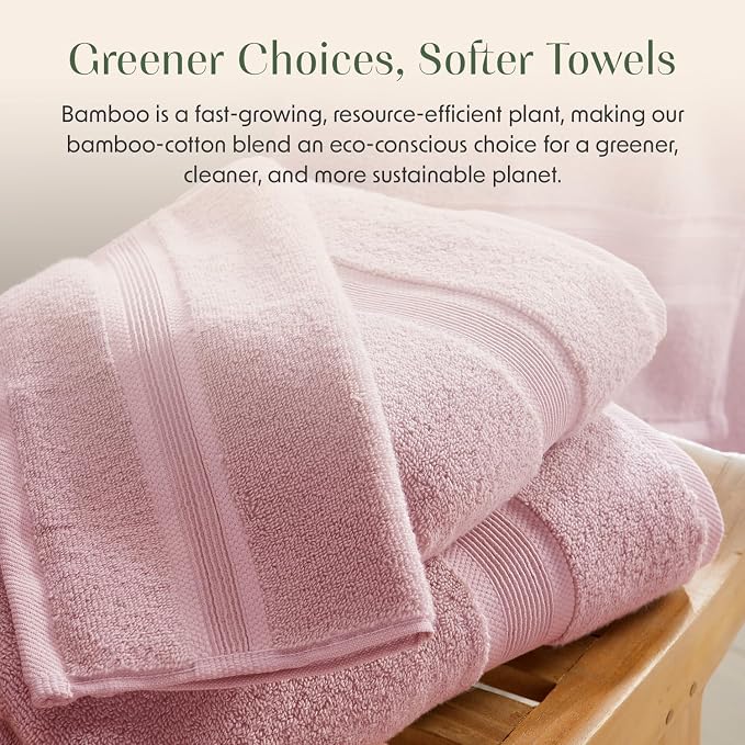 Springtree Home Luxury Bamboo Rayon Bath Towel Set of 4 | 35% Bamboo Rayon - Image 6