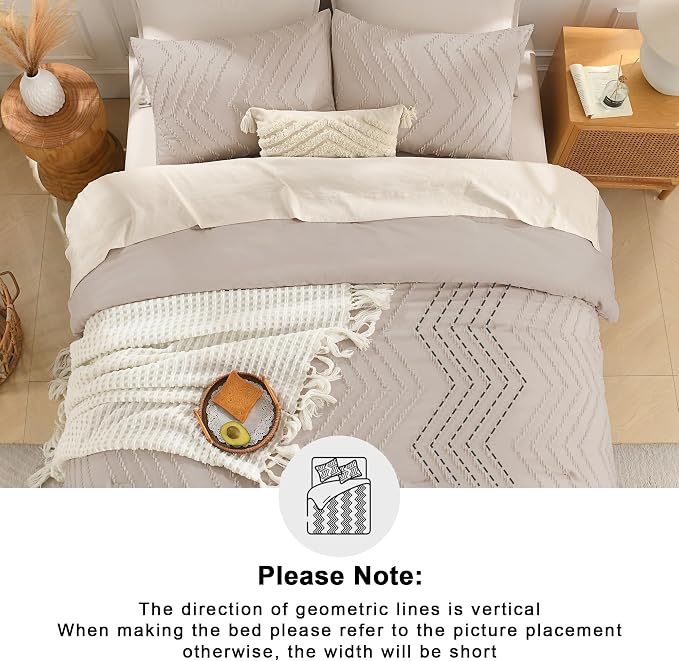 Andency Linen Comforter Set King Size, Boho Soft Warm Tufted Bedding Comforter - Image 5