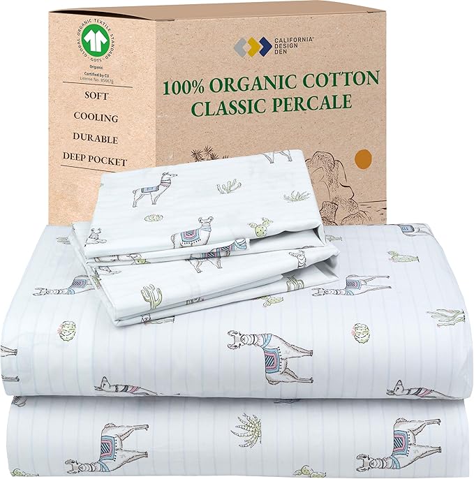 California Design Den Printed Queen Size Bed Sheet Set, 100% Organic Cotton by CaliforniaDesignDen