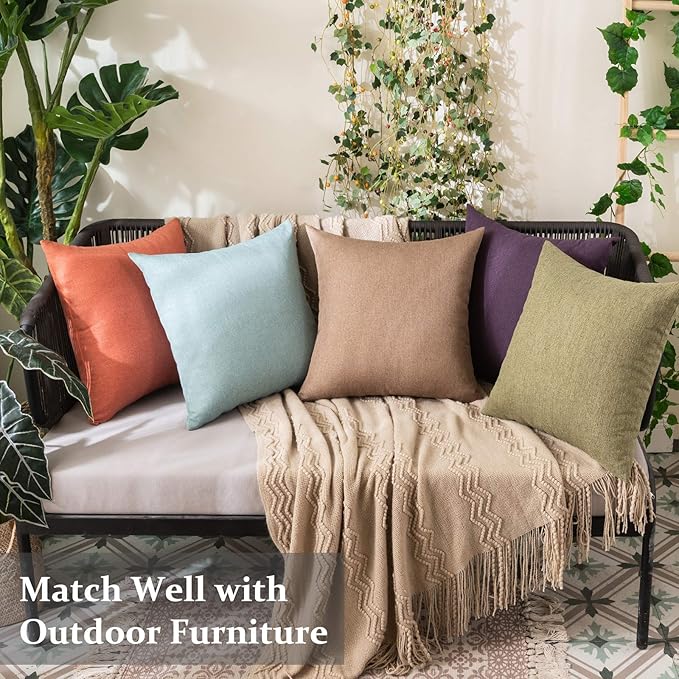 MIULEE Pack of 2 Decorative Outdoor Solid Waterproof Throw Pillow Covers Spring - Image 5
